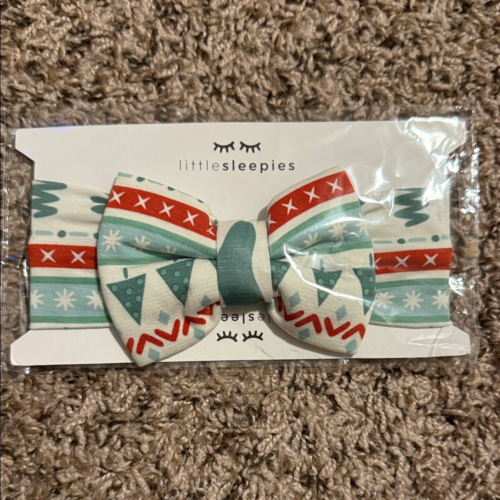 Little Sleepies Holiday Pattern Bow Headband